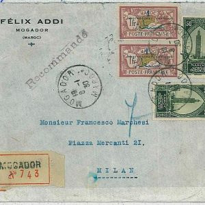 36512 -  MAROC French Morocco -  POSTAL HISTORY: registered COVER  to ITALY 1930