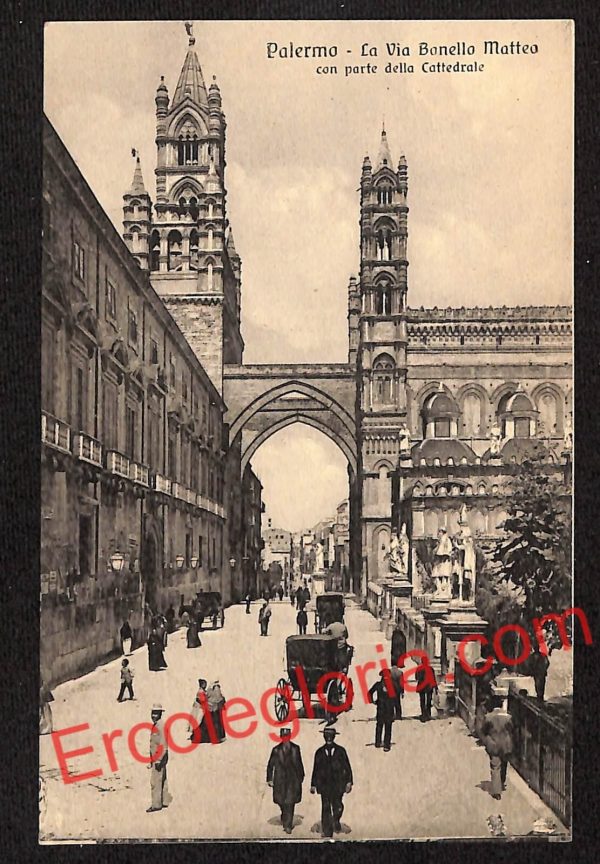 ah4618 - CARTOLINA D'EPOCA - Palermo Città - La Via Bonello Matteo
