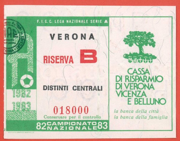 ZA2138 - Vecchio  BIGLIETTO PARTITA  CALCIO - 1982/1983 : Verona