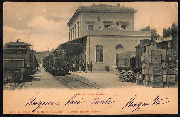 ad4003 - CARTOLINA  D'EPOCA - Macerata Città - Stazione  1900