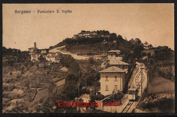 ae1351 - CARTOLINA  D'EPOCA - Bergamo Città - Funicolare S: Vigilio