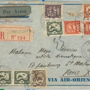 71008 - INDOCHINE - Postal History -  1935 AIRMAIL COVER to PARIS - LONGHI 2809