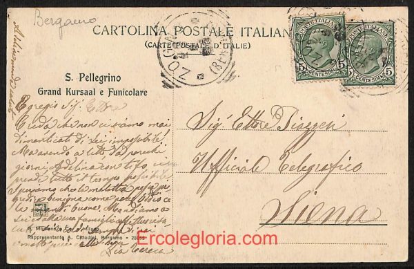 ae1354 - CARTOLINA  D'EPOCA - Bergamo Città - Grand Kursaal e Funicolare - immagine 2