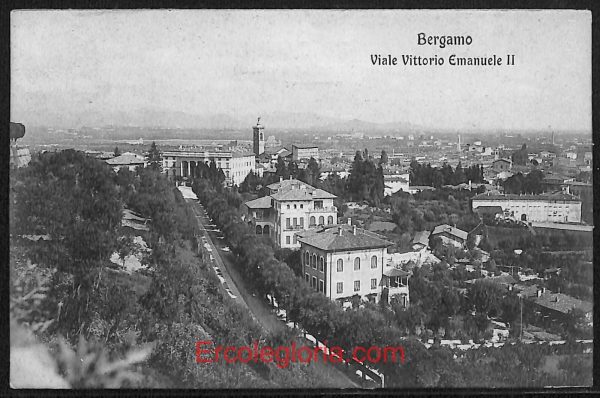 ae1355 - CARTOLINA  D'EPOCA - Bergamo Città - Corso Vittorio Emanuele II