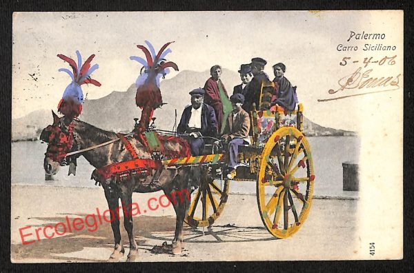 ah4837 - CARTOLINA D'EPOCA - Palermo Città - Carro Siciliano