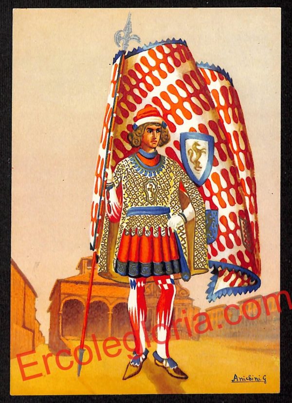 ai5448 CARTOLINA D'EPOCA - I 17 Paggi delle Storiche Contrade di Siena: Leocorno