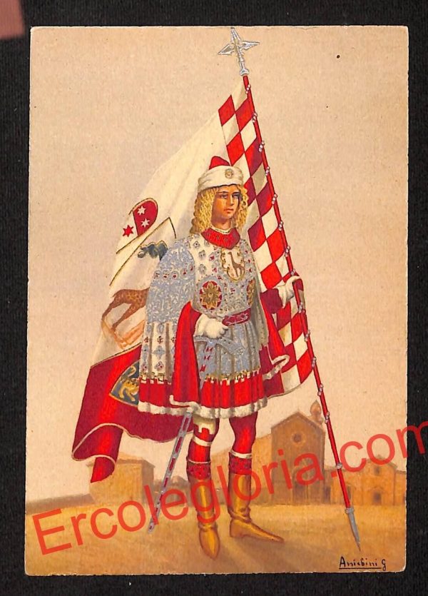 ai5454 CARTOLINA D'EPOCA - I 17 Paggi delle Storiche Contrade di Siena : Giraffa