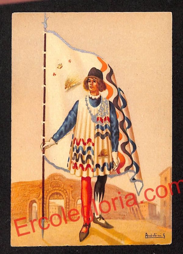 ai5459 CARTOLINA D'EPOCA - I 17 Paggi delle Storiche Contrade di Siena : Istrice