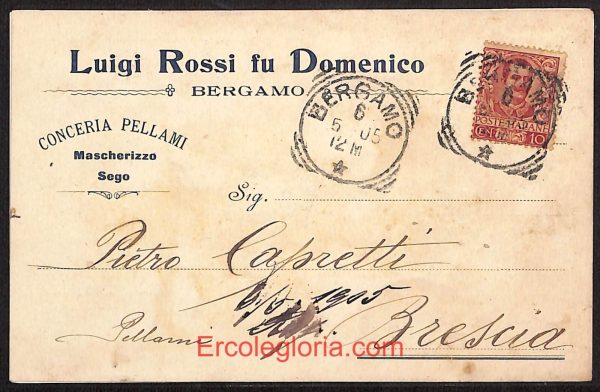 ae1397 - CARTOLINA  D'EPOCA - Bergamo - Luigi Rossi fu Domenico Conceria Pellami