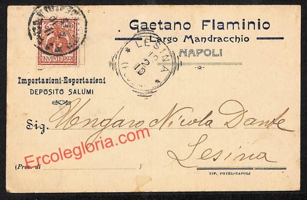 ah3135 - STORIA POSTALE - Napoli Citta - Gaetano Flaminio