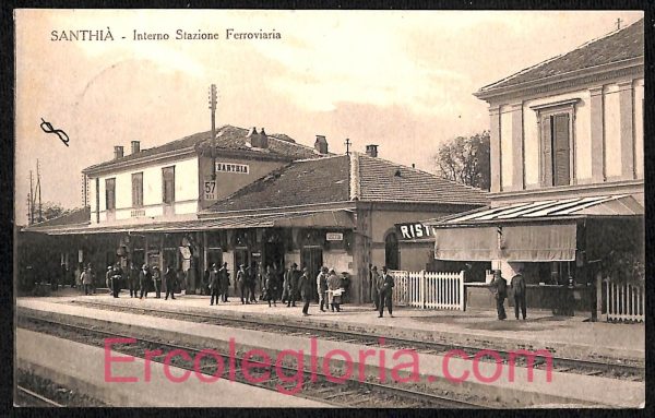 ad3972 - CARTOLINA D'EPOCA - Vercelli Provincia - Santhià - Stazione Ferroviaria