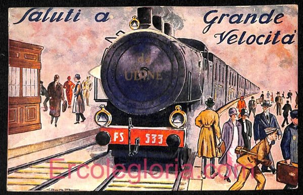 ad3968 - CARTOLINA D'EPOCA - Udine Città - Treno - TROPPO BELLA!!