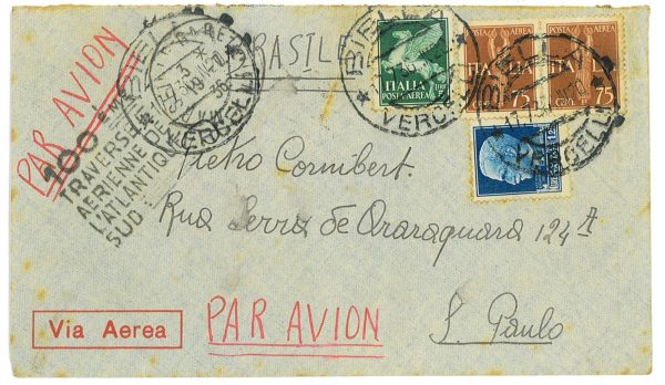 P4416 - ITALIA REGNO POSTA AEREA, PER BRASILE, COL 5 L. IMPERIALE P.A. + ALTRI
