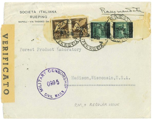 P4417 - ITALIA LUOGOTENENZA + POSTA MILITARE TARIFFA DI LIRE 5.- PER GLI USA,