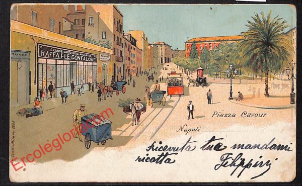 ah3651 - CARTOLINA D'EPOCA - Napoli Città - Piazza Cavour