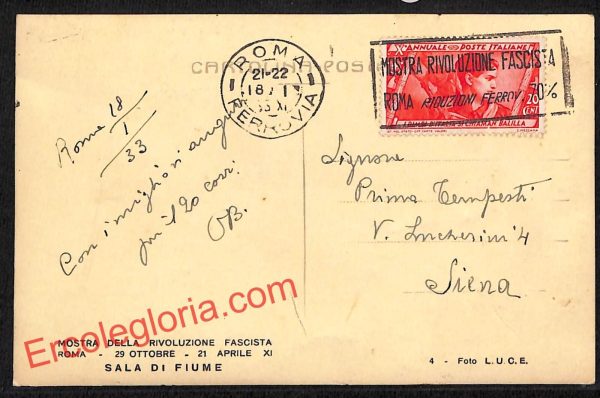 ai0951 - CARTOLINA D'EPOCA - Roma Città - Mostra della Rivoluzione Fascista Roma - immagine 2