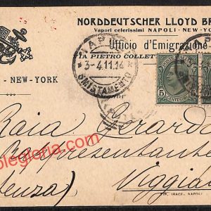 ah3681 - STORIA POSTALE - Napoli Città - Norddeutscher Lloyd Bremen