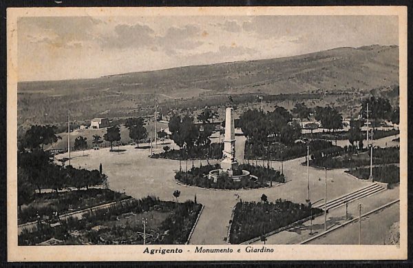 ad9294 - CARTOLINA D'EPOCA - Agrigento Città - Monumento e Giardino  1940