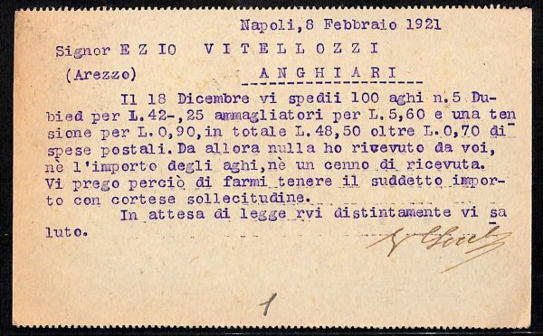 ab8601  - CARTOLINA  D'EPOCA - Napoli  Città - VINCENZO SECCHIERI  1921 - immagine 2