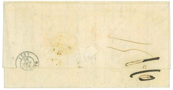 P3241 - SPAIN, 1856 MALAGA TO MARSEILLE, FRANCO IN RED (TIZON CAT. M:E:) - immagine 2