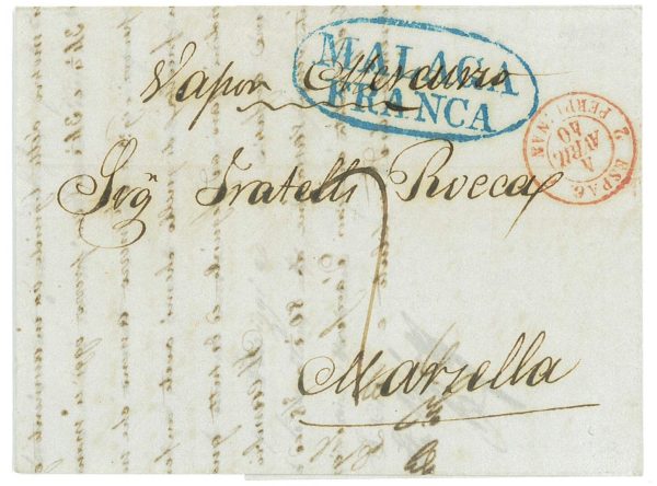 P3242 - SPAIN , MALAGA FRANCA IN BLUE, (TIZÓN NR. 21 ME.)