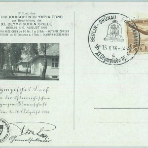 68190 - GERMANY - POSTAL HISTORY - CARD - 15.8.1936 Olympic postmark: BERLIN a