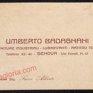 ag0877 - CARTONCINO D'EPOCA - Genova Città - Umberto Badagnani