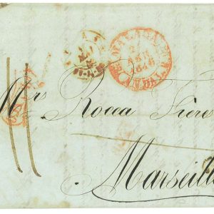 P3243 - SPAIN, 1846 FROM MALAGA TO MARSEILLE, FRANCO IN RED (TIZON NR. 22, M.E.)