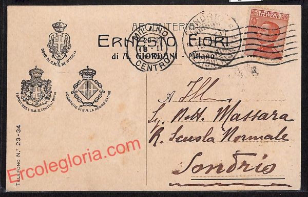 ag9227 - STORIA POSTALE - Milano Città - Ernesto Fiori
