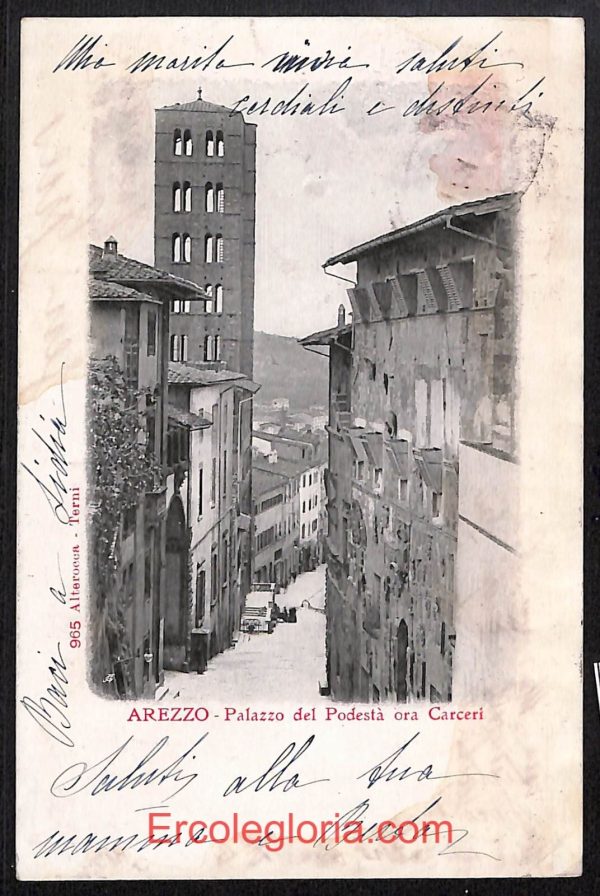 ae0085 - CARTOLINA  D'EPOCA - Arezzo  Città - Palazzo del Podestà  1903
