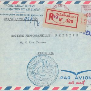 80981 -  MADAGASCAR  - POSTAL HISTORY - Registered COVER from TANANARIVE  1965