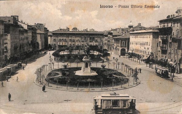ac7205 - CARTOLINA D'EPOCA - Livorno Città - Piazza Vittorio Emanuele  1912