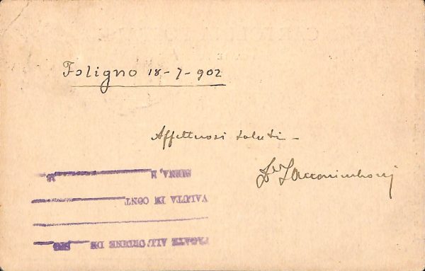 ac2785 - CARTOLINA  D'EPOCA - Perugia Provincia - FOLIGNO  1902 - immagine 2