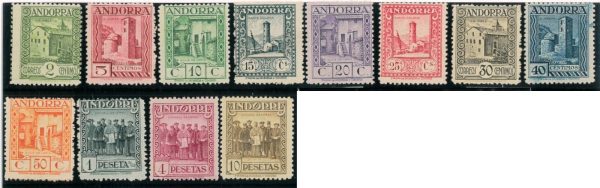 P3159 - SPANISH ANDORRA, YVERT 18A/26 A MLH.