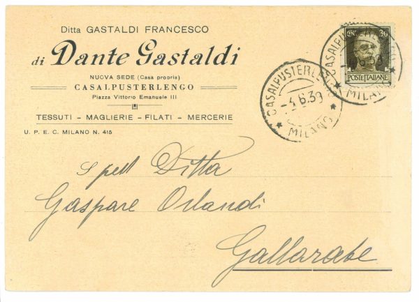 ag6045 - CARTOLINA D'EPOCA - Lodi Provincia - Casalpusterlengo