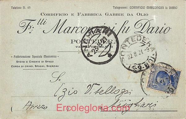 ad7025 - CARTOLINA D'EPOCA - Pisa Provincia - Pontedera  1921