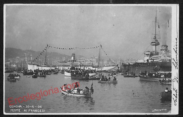 ag1130 - CARTOLINA D'EPOCA - Genova Città - Feste ai Francesi  1904