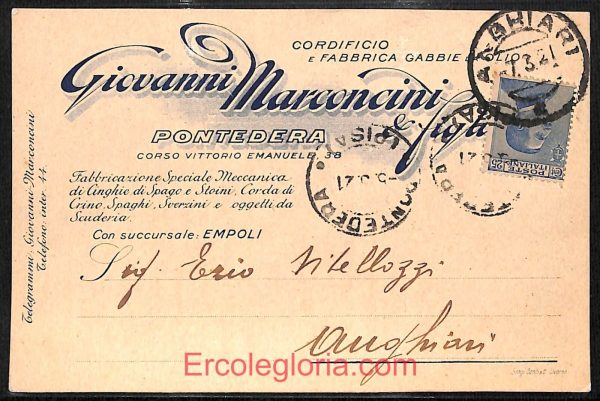 ad7043 - CARTOLINA D'EPOCA - Pisa Provincia - Pontedera  1921