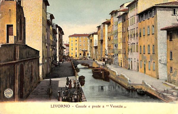 ac7284 - CARTOLINA D'EPOCA - Livorno Città - Canale e ponte a ''Venezia''  1909