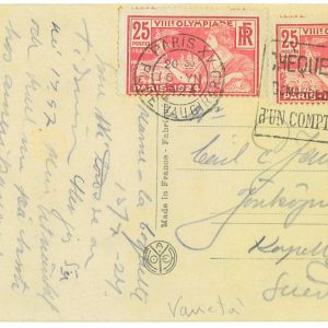 P3504 - OLYMPIC GAMES PARIS 1924 , CARD SHOWING THE SWEDISH TEAM, SEND TO SWEDEN