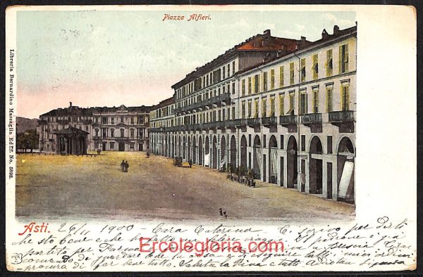 ae0654 - CARTOLINA  D'EPOCA - Asti Città - Piazza Alfieri  1900