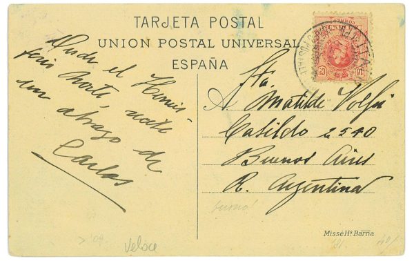 P3244 - SPAIN , POST CARD FROM BARCELONA 1916,