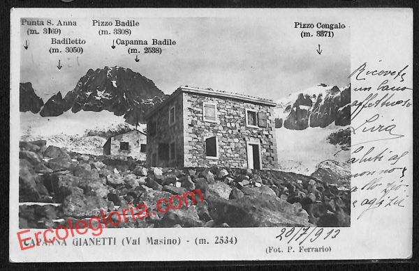 ai7019  - CARTOLINA D' EPOCA - Sondrio Provincia - Capanna Gianetti