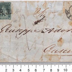 P0802 - TOSCANA - Storia Postale - Sass  #6 su busta LIVORNO 2ndo mese uso 06.51