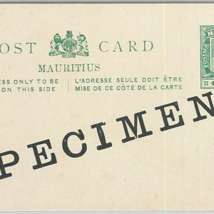 65857 - MAURITIUS  - POSTAL HISTORY -  STATIONERY COVER # 25   SPECIMEN