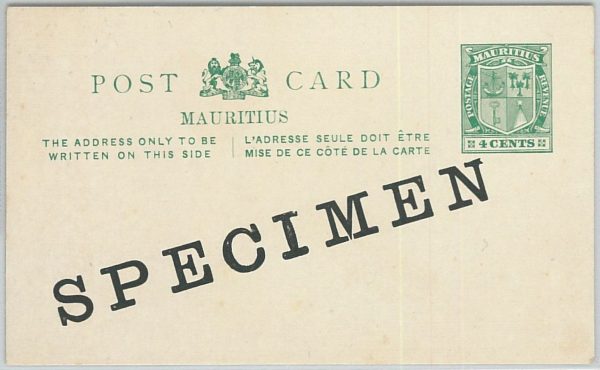 65857 - MAURITIUS  - POSTAL HISTORY -  STATIONERY COVER # 25   SPECIMEN