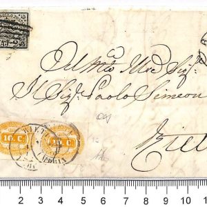 P0804 - PONTIFICIO - Storia Postale - 2 Baj + SEGNATASSE 1 Coppia  su busta 1865