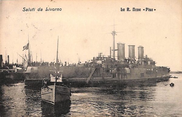 ac7331 - CARTOLINA D'EPOCA - Livorno Città - La R. Nave ''Pisa''