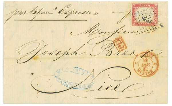 P3193 - ITALIA REGNO, SASS. 3 SU LETTERA, TESTO COMPLETO PER NIZZA,