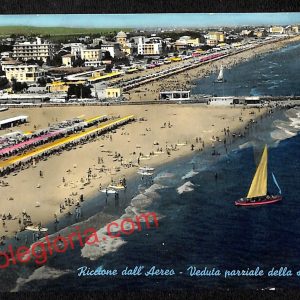 ah9893 - CARTOLINA D'EPOCA - Riccione Città - Veduta della Spiaggia